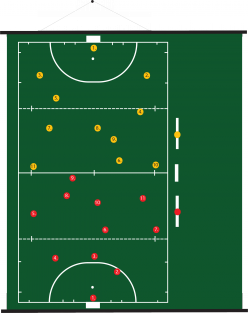 94 x 105 cm - Oprolbaar magnetisch coachbord hockey